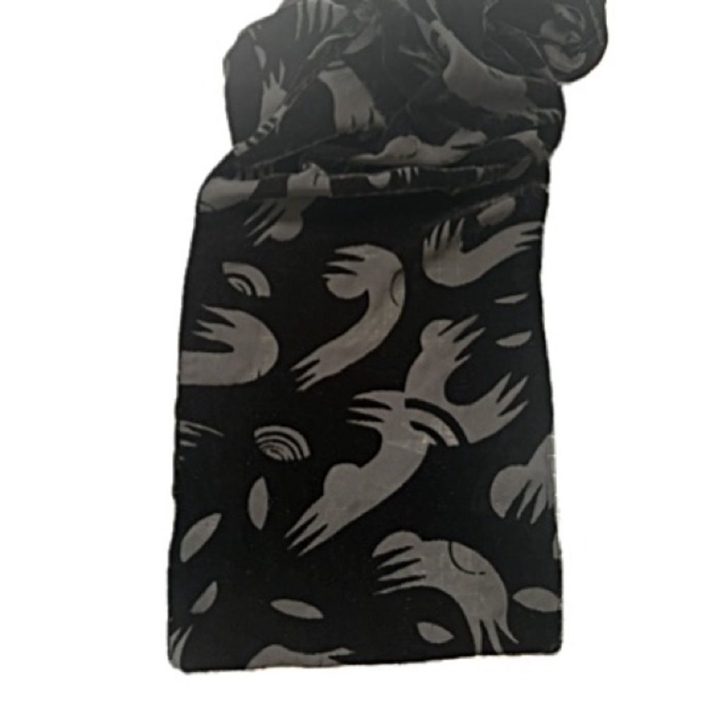 Georgina von Etzdorf Velvet Burnout Rectangle Scarf Black Silk Pile for Liberty